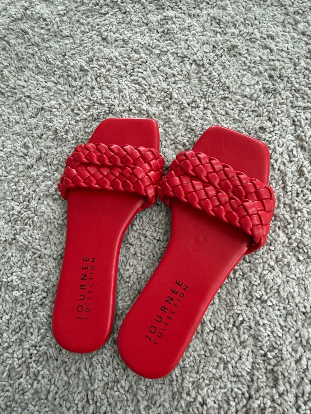 Journee Collection Braided Red Slide Sandals